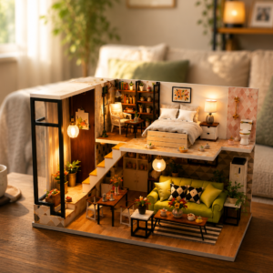 DIYarea Huzurlu Anlar Evi – LED Işıklı Kendin Yap Modern Loft Minyatür Ev Kiti